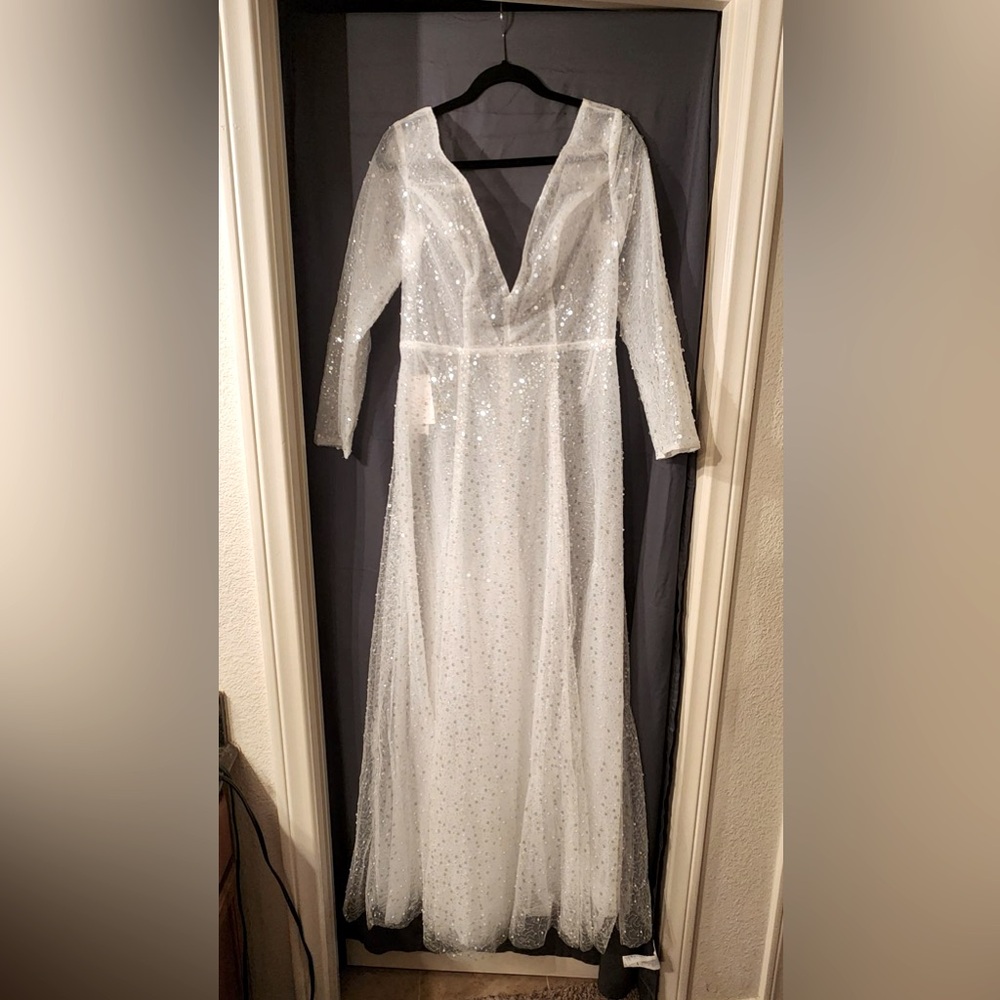 White Sheer sequin bridal layover